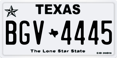 TX license plate BGV4445