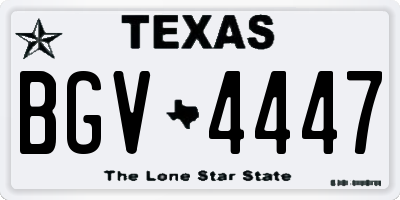 TX license plate BGV4447