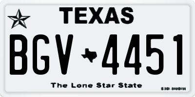 TX license plate BGV4451