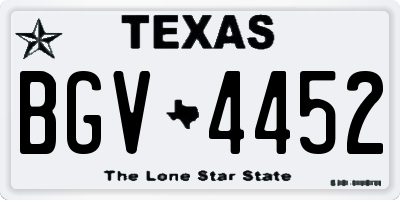 TX license plate BGV4452