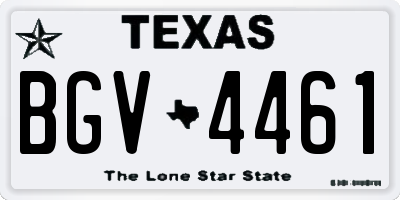 TX license plate BGV4461
