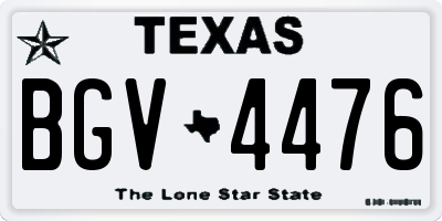 TX license plate BGV4476