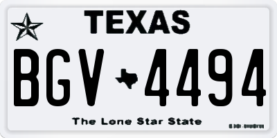 TX license plate BGV4494
