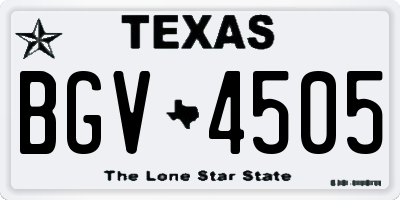TX license plate BGV4505