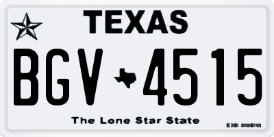 TX license plate BGV4515