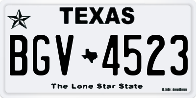 TX license plate BGV4523