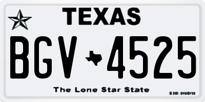 TX license plate BGV4525