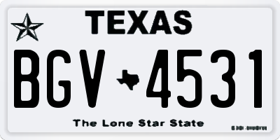 TX license plate BGV4531