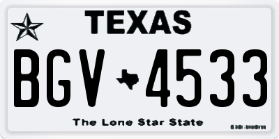 TX license plate BGV4533