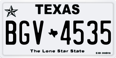 TX license plate BGV4535