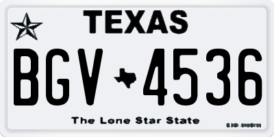 TX license plate BGV4536
