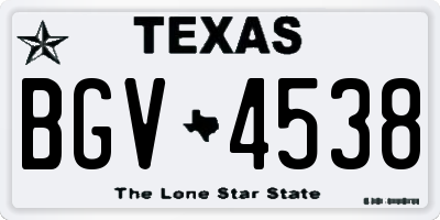 TX license plate BGV4538