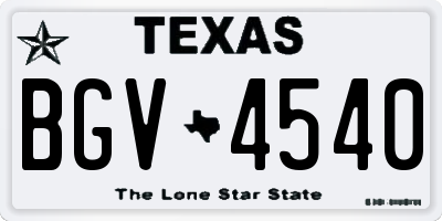 TX license plate BGV4540