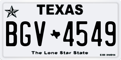 TX license plate BGV4549