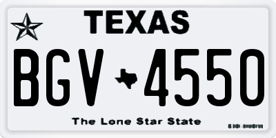 TX license plate BGV4550