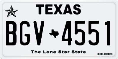 TX license plate BGV4551