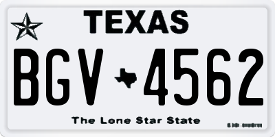 TX license plate BGV4562