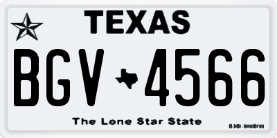 TX license plate BGV4566