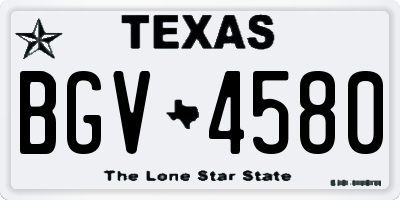 TX license plate BGV4580
