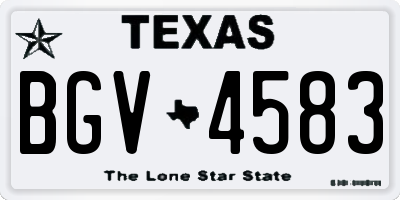 TX license plate BGV4583