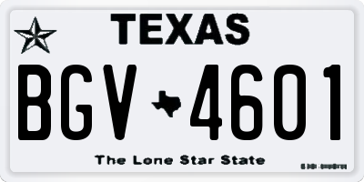 TX license plate BGV4601