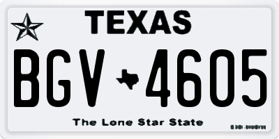 TX license plate BGV4605