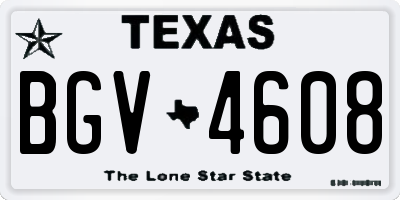 TX license plate BGV4608
