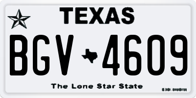 TX license plate BGV4609