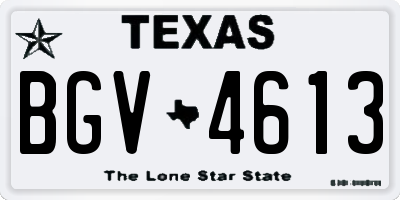 TX license plate BGV4613
