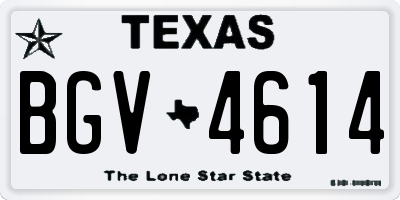 TX license plate BGV4614