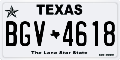 TX license plate BGV4618