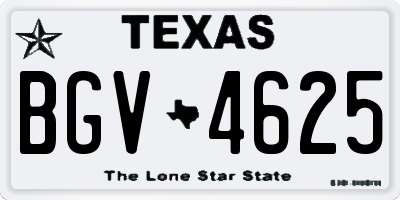 TX license plate BGV4625