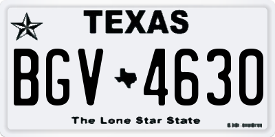 TX license plate BGV4630
