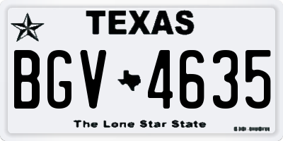 TX license plate BGV4635