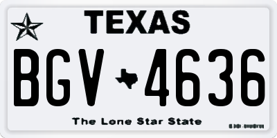 TX license plate BGV4636