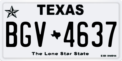 TX license plate BGV4637