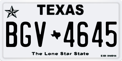 TX license plate BGV4645