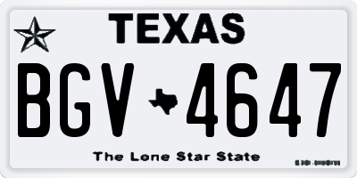 TX license plate BGV4647