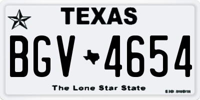 TX license plate BGV4654
