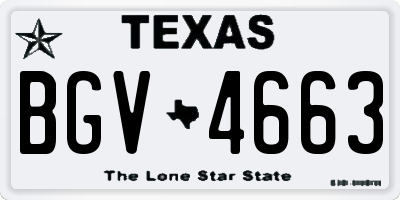 TX license plate BGV4663