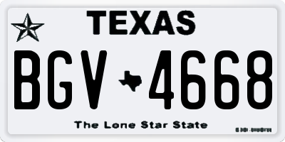 TX license plate BGV4668