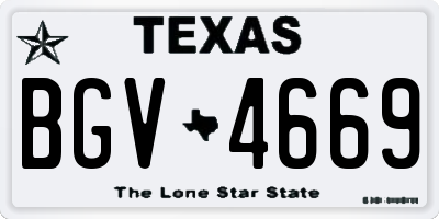 TX license plate BGV4669