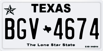 TX license plate BGV4674