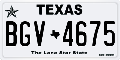 TX license plate BGV4675
