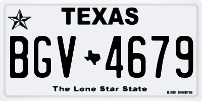 TX license plate BGV4679
