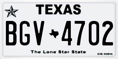 TX license plate BGV4702
