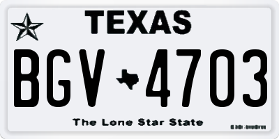 TX license plate BGV4703