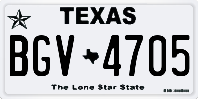 TX license plate BGV4705