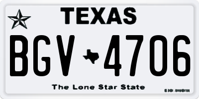 TX license plate BGV4706