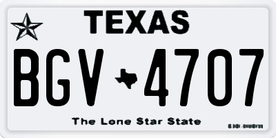 TX license plate BGV4707